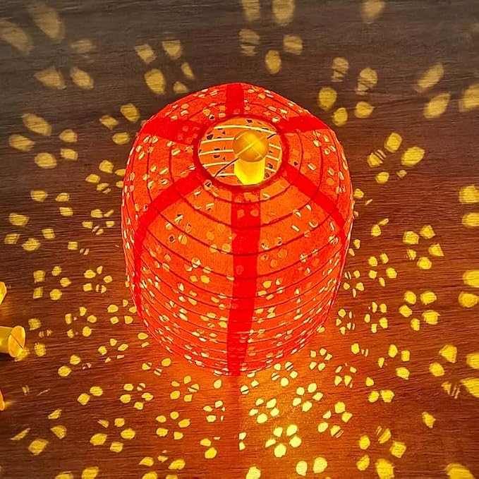 10PCS Paper Lanterns Chinese New Year Spring Festival Lantern 6inches Variety Color with LED Lights, Hanging Valentines Lanterns with Tassels Walking Sticks for Wedding Dinner Birthday Party Decor
