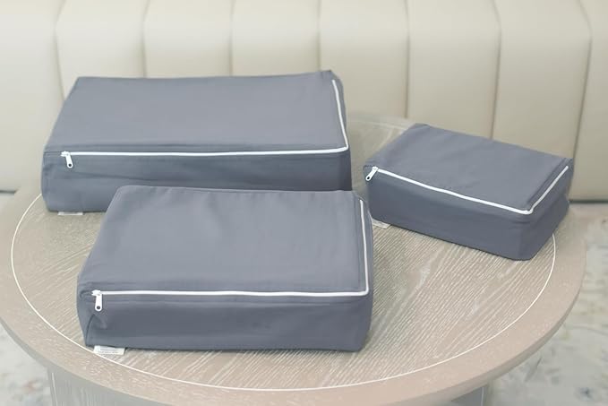 Packing Cubes Bag Pure Canvas Travel Organizers (13"x10"x3") with Durable YKK Zippers for Clothes, Shoes & Luggage Storage (Set of 3 (Medium), Gray)