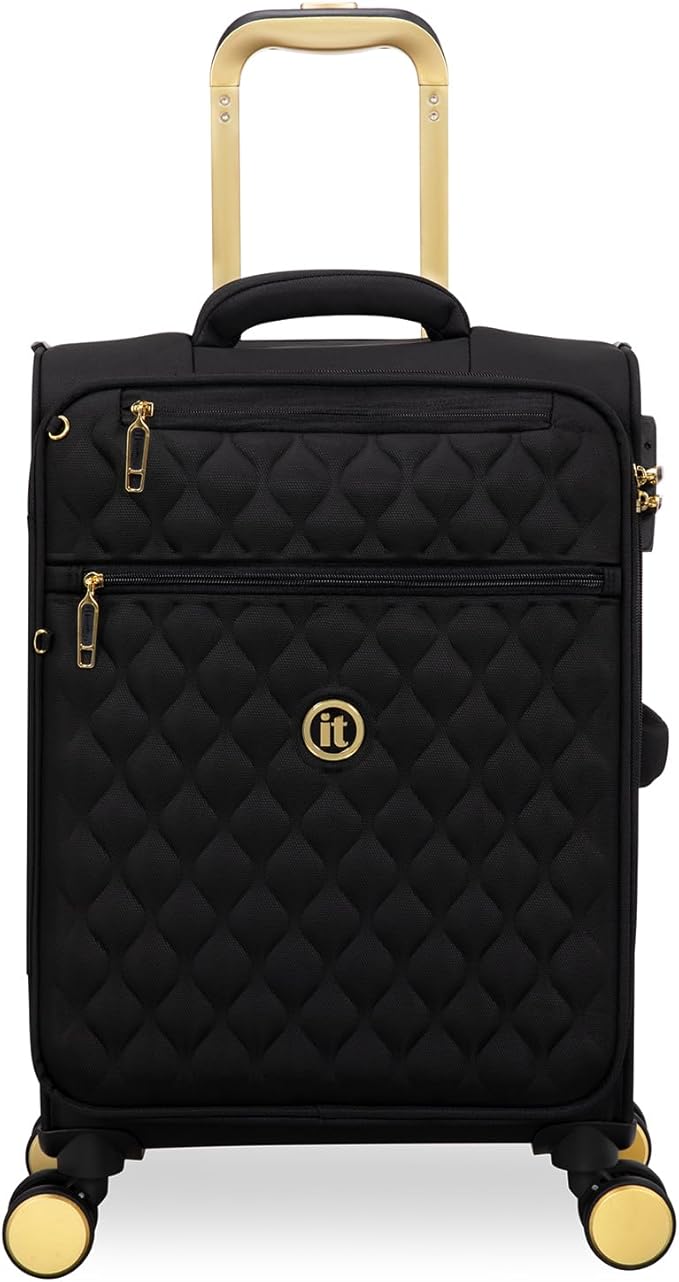 It Luggage Glimmering 22" Softside Carry-On 8 Wheel Expandable Spinner, Black