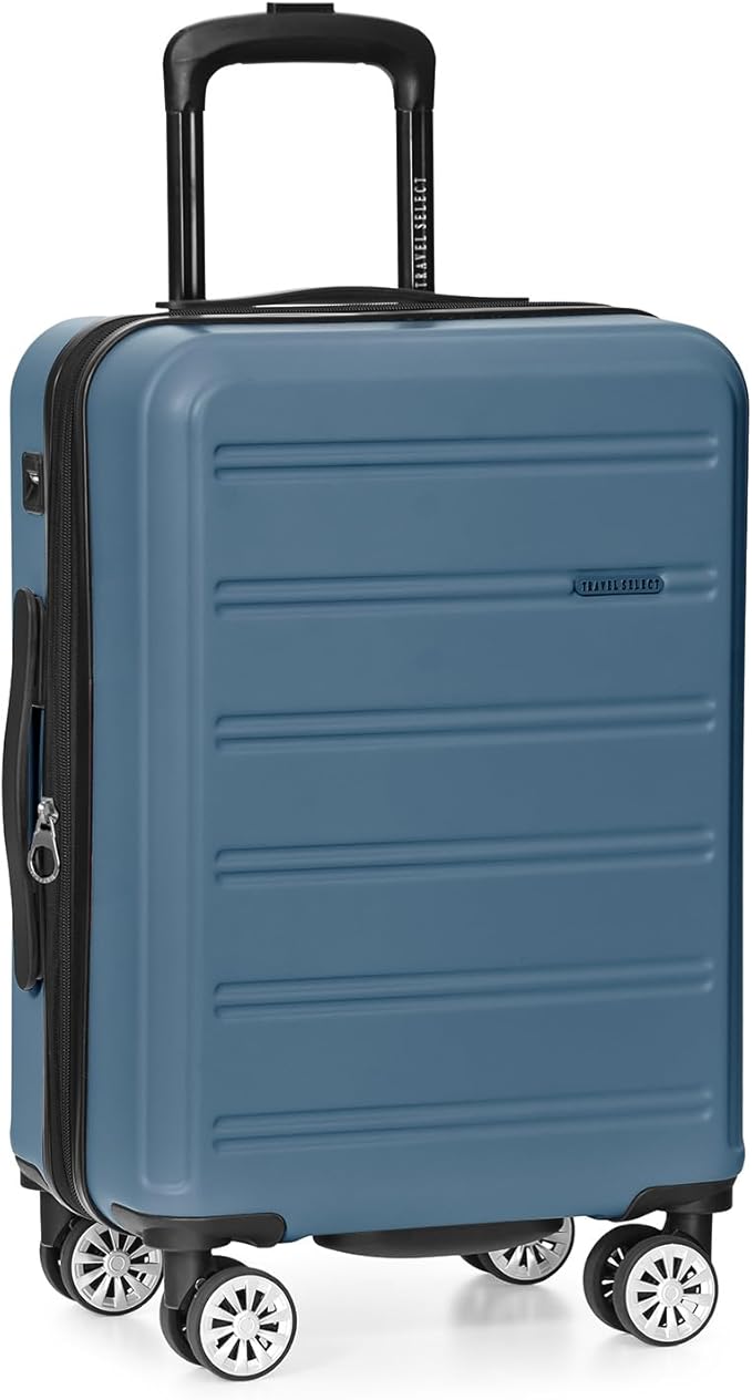 Travel Select Snowcreek Hardside Expandable Spinner Luggage w/USB Port, Navy, 21-Inch Carry-on