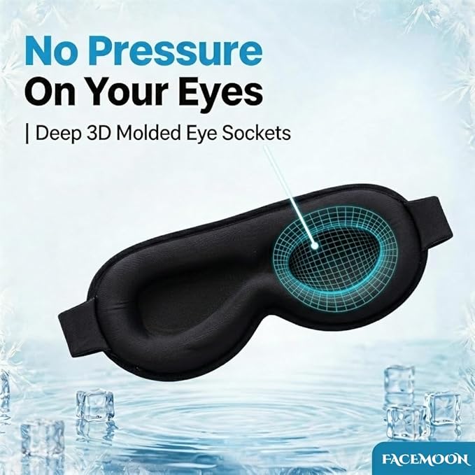 3D Cooling Gel 6oz Weighted Eye Mask for Sleeping & Screen Fatigue Relief, Ice Cold Compress Sleep Mask for Migraines, Headaches & Eye Strain, 100% Blocking Contour Eye Mask for Better Rest, Blue