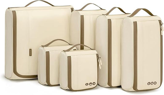 BAGSMART Keep Shape Packing Cubes for Travel, 6 Set Travel Cubes for Packing, Lightweight Suitcase Organizer Bags Set for Travel Essentials