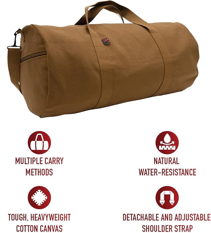 Rothco Heavy-Duty Canvas Shoulder Duffle Bag - Rugged Travel Gym Gear Equipment Bag