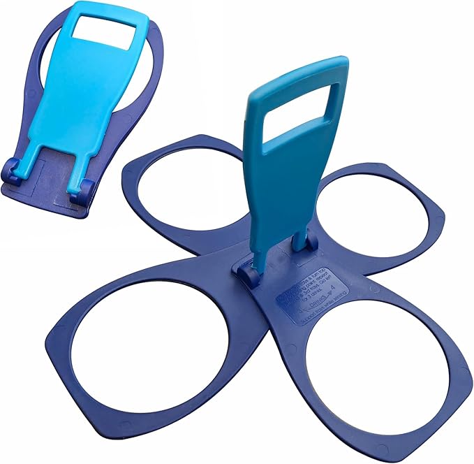 CarryAround Fold Away Cup Carrier/Caddy [Made in UK] [Blues] Take-Out Coffee Soft Drink Pint Beer Beverage Holder, Sturdy Reusable Pocket Size, Festival Sports Gigs Easy Safe - hot Drinks, 2,3,4 Cups