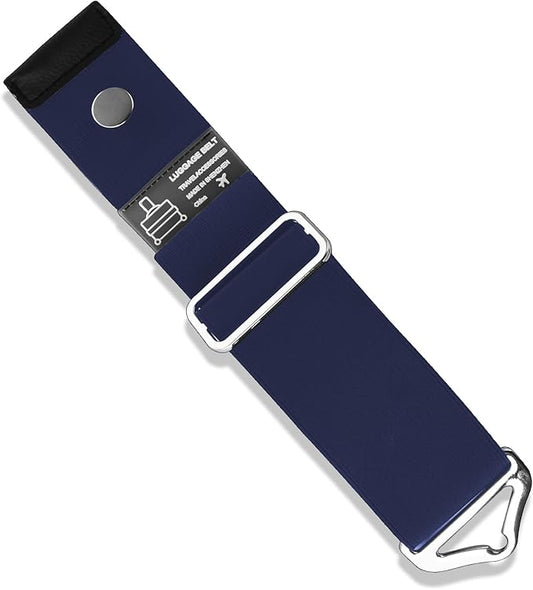 2-in-1 Travel Belt for Luggage Straps Over Handle for Add a Bag, Adjustable Travel Luggage Belt Strap with Alloy Buckle Elastic Belt for Carry On Bag, Suitcase Strap Travel Accessories(Navy Blue)