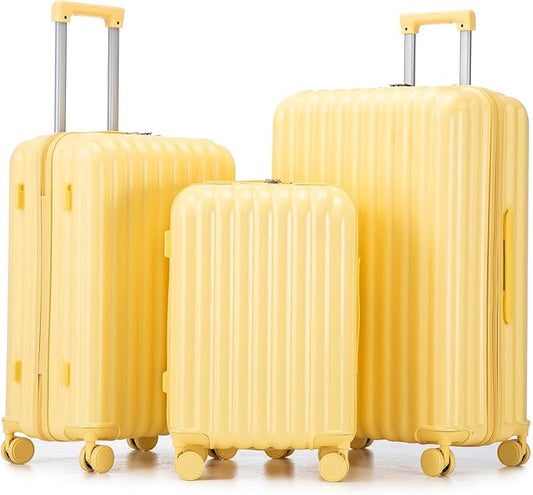3 Piece ABS Hardside Luggage Sets TSA Lock Spinner Wheel Suitcase