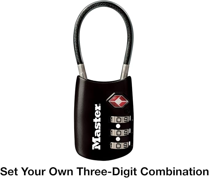 Master Lock 4688D Accepted Set Your Own Combination TSA Approved Luggage Lock, 1 Pack, Black