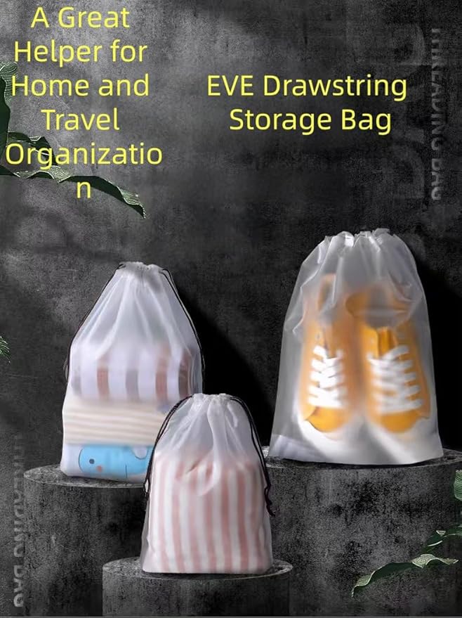 25 Pack Travel Shoe Bags, 15.7" x 11.8" Frosted Transparent Travel Shoe Pouch, Waterproof Portable Drawstring Travel Shoe Bag Organizer, Essential for Travel, Storage for Miscellaneous Items