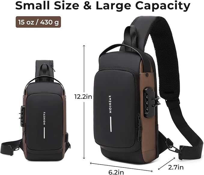 Rcrirth Sling Bag For Women | Anti Theft Crossbody Bags For Women & Men - Travel Hiking Purse Chest Bag Daypack – Black