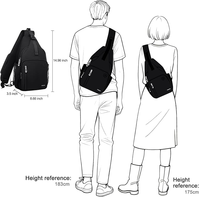 MOSISO Sling Backpack Bag, Crossbody Shoulder Bag Travel Hiking Daypack Chest Bag with Front Square Pocket&USB Charging Port