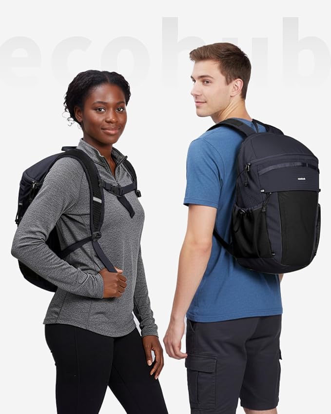 ECOHUB 15L Lightweight Casual Daypack, Packable Backpack for Daily Use, Hiking & Travel, Foldable Small Backpack with Stretch Mesh Pockets, Water-Resistant Nylon, Reflective Design