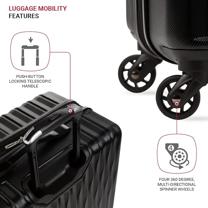 SwissGear 8018 Expandable Luggage, Hard Shell Large Luggage with Spinner Wheels