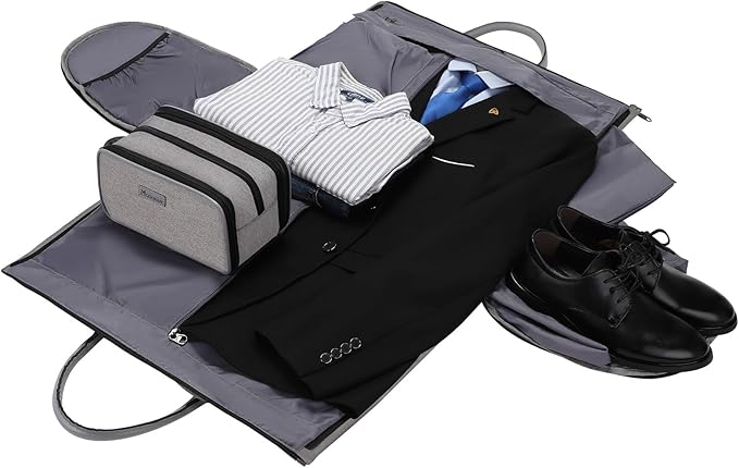 Modoker Convertible Garment Bag with Shoulder Strap, Carry on Garment Duffel Bag for Men Women - 2 in 1 Hanging Suitcase Suit Travel Bags, Light Grey