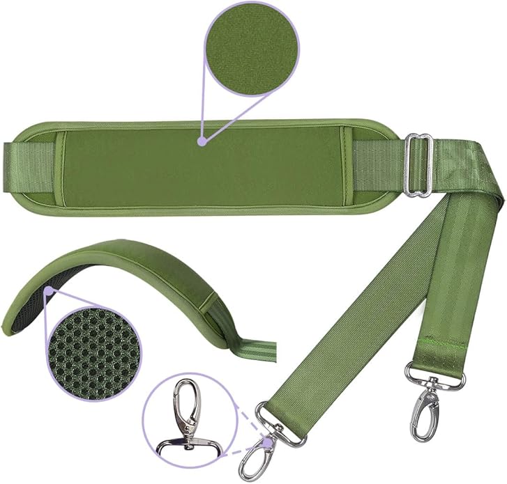 60 Inch Shoulder Strap with Removable Ultra-Thick Pad，Adjustable Buckles and Metal Hooks