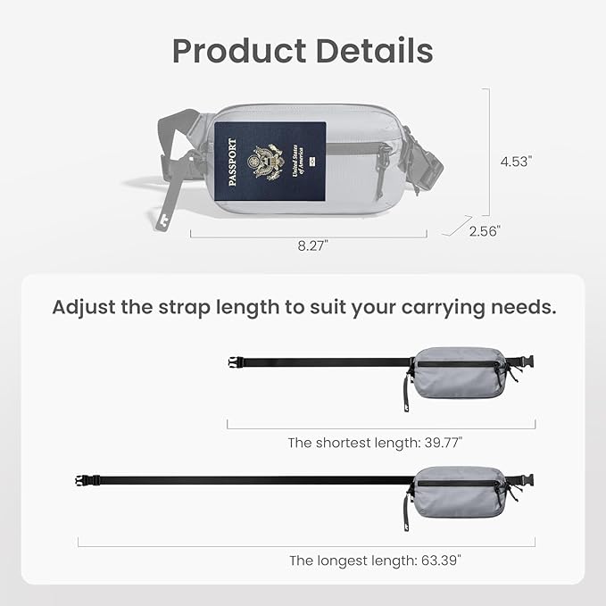 tomtoc 1.5L Sling Bag with RFID Blocking, Crossbody Bag Minimalist Chest Shoulder Pack for Men and Women, Water-resistant Lightweight Casual Waist Fanny Pack for Travel, Daily Use