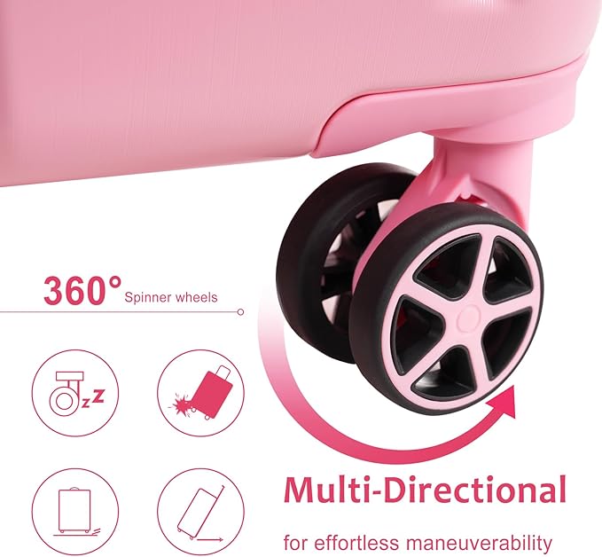 Merax 28 Inch Checked Luggage, Lightweight & Expandable Hardshell ABS Suitcase with Spinner Wheels, TSA Lock, Corner Guards (Pale Pink)