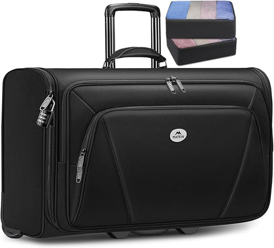 MATEIN Rolling Garment Bags for Airline Travel, Wheeled Carry On Garment Bag with Wheels & 2 Packing Cubes, Wrinkle Free Business Suit Luggage Suitcase Fits 17.3" Laptop for Men Women, Black