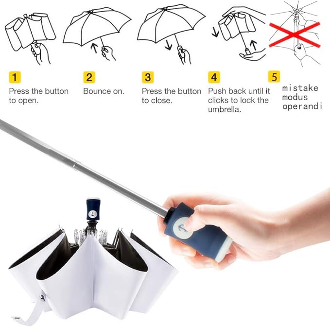 DBA FDJASGY Sun Umbrella Compact Folding Travel Umbrella Auto Open and Close for Windproof, Rainproof & 99.9% UV Protection Parasol with Black Anti-UV Coating