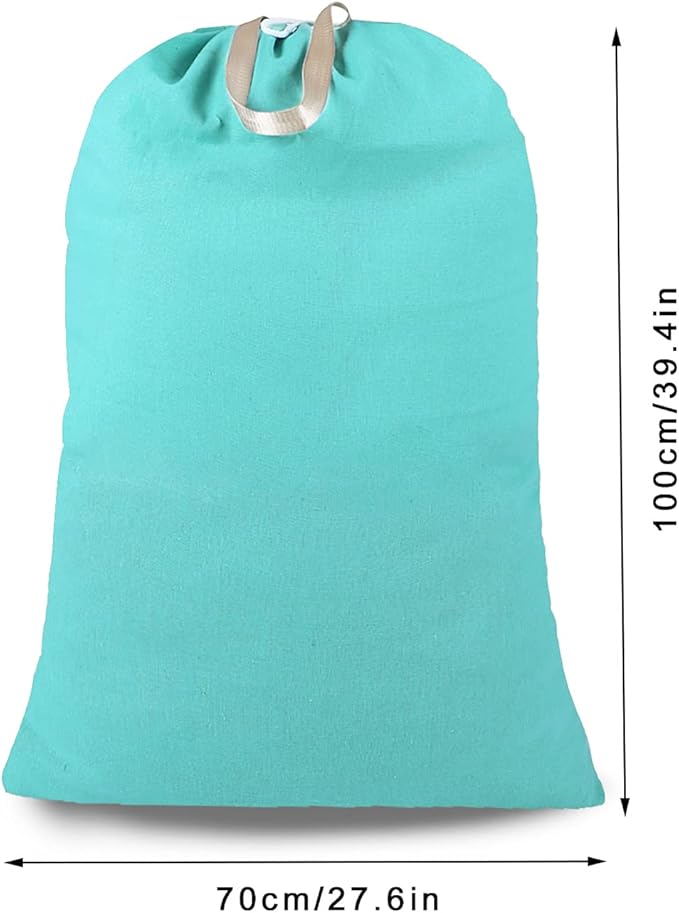 Heavy Duty Laundry Bag with Drawstring and Handle, Extra Large Travel Dirty Clothes Bag for Laundromat and Household, Durable Rip-Stop Laundry Hamper Liner, 28 x 40 Inch by SANFERGE, Turquoise