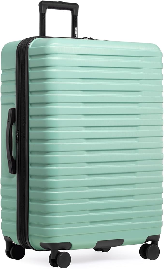 U.S. Traveler Boren Expandable Hardside Rugged Travel Luggage with 8 Spinner Wheels, Mint, Checked-Large 30-Inch