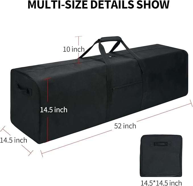 Urbanstand 52 Inch Extra Large Duffle Bag for Travel, Sports Gear Storage Bag with 2-way Lockable Zippers, Long Duffel Bag for Tent Camping tripod (Black 52inch 2Pack)
