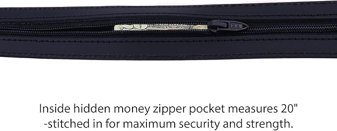 Thomas Bates Mens Deerfield Leather Money Belt Travel Zipper Pocket