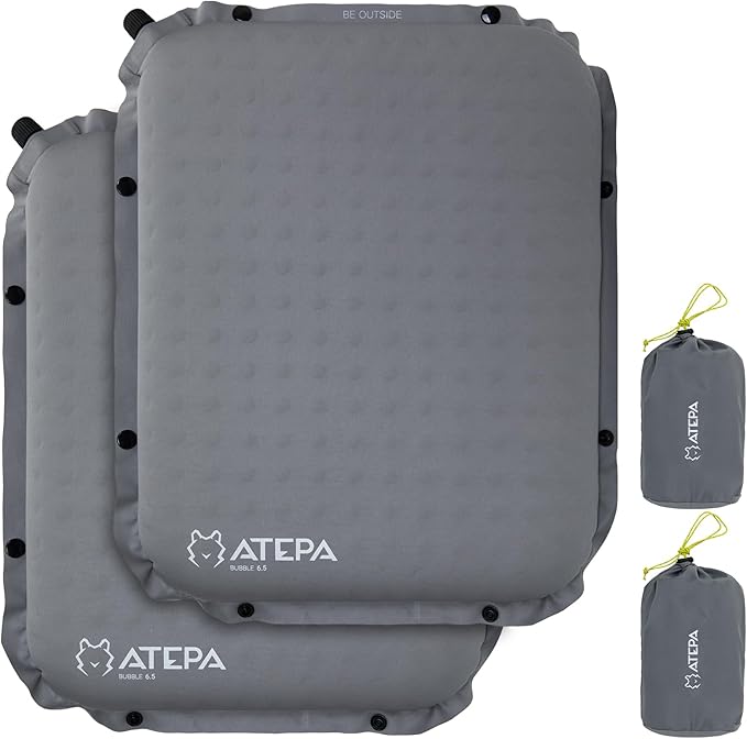 ATEPA Inflatable Seat Cushion, Self-Inflating Portable Stadium Airplane Travel Foam Cushion Pad for Camping, Sports Events, Outdoor
