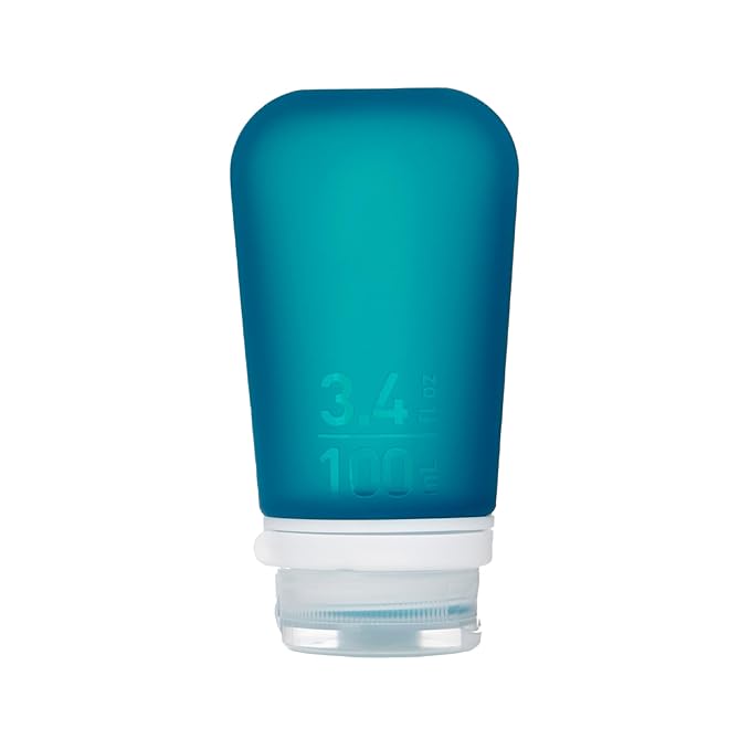 humangear GoToob+ (Large) | Refillable Silicone Travel Bottle | Locking Lid | Food-Safe Material | Teal, Large (3.4 fl.oz.; 100ml)