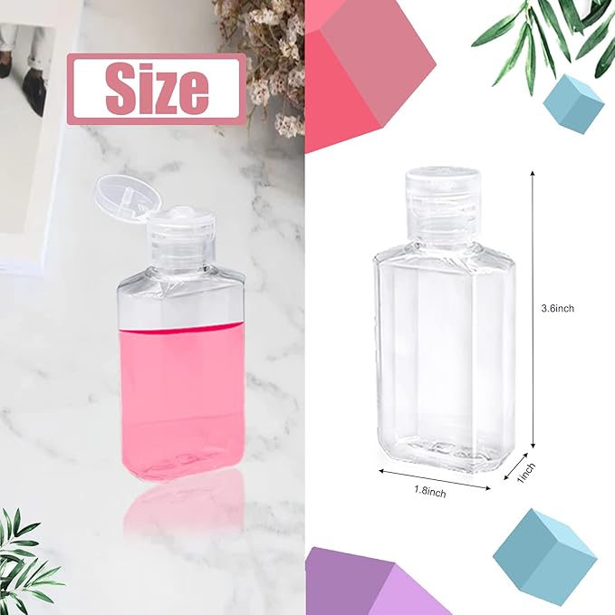 40 Pack 2 Oz Plastic Refillable Bottles with Flip Cap, Travel Size Bottles, Reusable Containers for Business Trip, Outdoor Camping