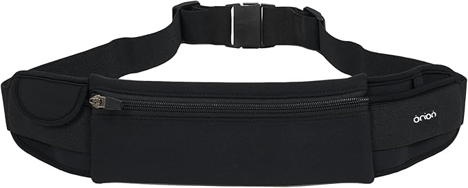 The Belt of Orion Slim Running Belt for Men & Women – No-Bounce Waist Pack with 3 Zippered Pockets, Adjustable Phone & Money Belt for Running, Workouts, Hiking (9” × 3.5”)