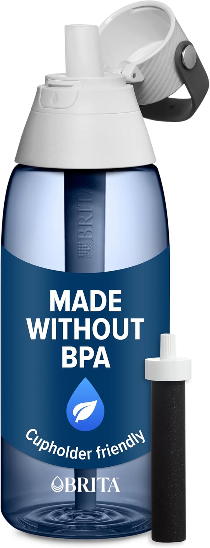 Brita Hard-Sided Plastic Premium Filtering Water Bottle, BPA-Free, Reusable, Replaces 300 Plastic Water Bottles, Filter Lasts 2 Months or 40 Gallons, Includes 1 Filter, Night Sky - 36 oz.