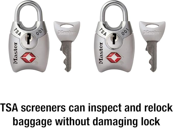 Master Lock 4689T TSA Approved Keyed Lock, 2 Pack, Colors May Vary
