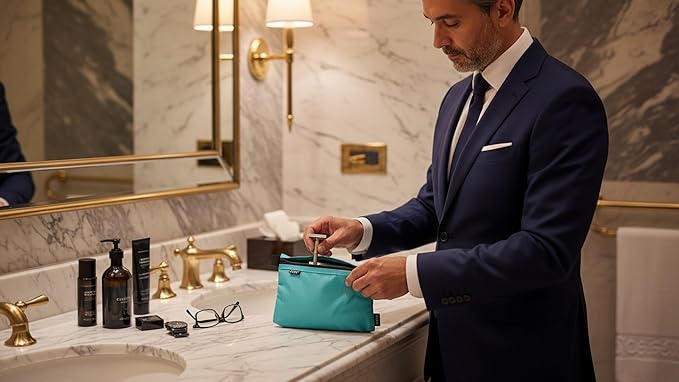 GOX Small Toiletry Bag for Men Bulk Cosmetic Bag Dopp Kit Carry On Zipper Pouch Organization Nylon Small Packing Sack Water Repellent