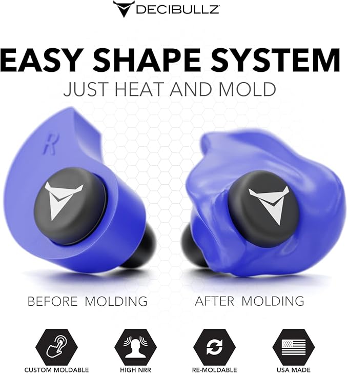 Decibullz - Custom Molded Earplugs, 31dB Highest NRR, Comfortable Hearing Protection for Shooting, Travel, Work and Concerts