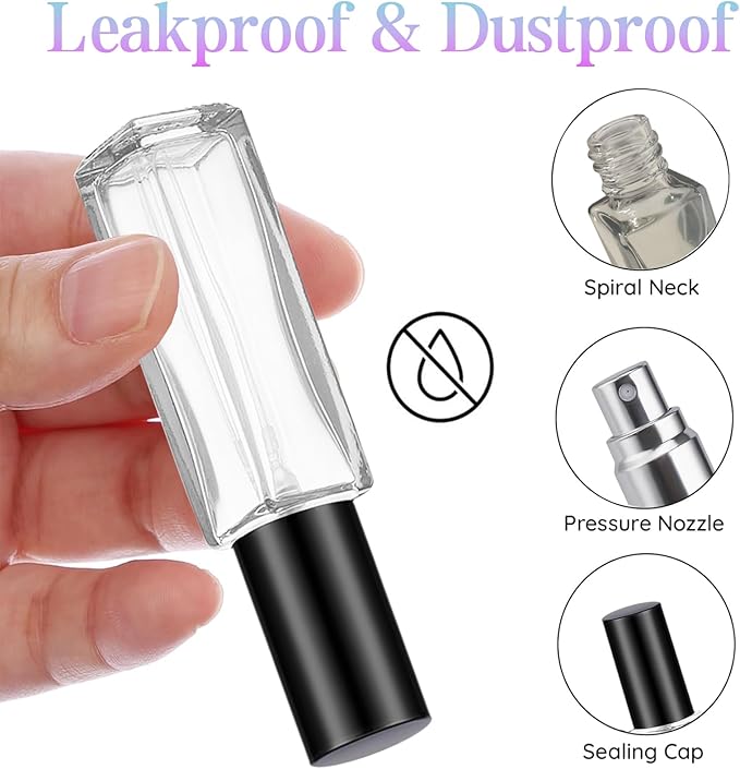 YOCASII 4PCS Perfume Travel Refillable Bottle, Mini Atomizer Spray Bottle and Cologne Sprayer, Refillable Perfume Bottle for Men, Travel Size Cologne Atomizer Essentials