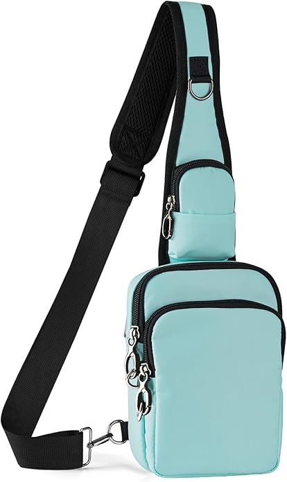 BROADREAM Mini Crossbody Sling Bag, Small Chest Bags Dual Pocket with Zipper Lock, RFID Blocking & Water Resistant Women Men