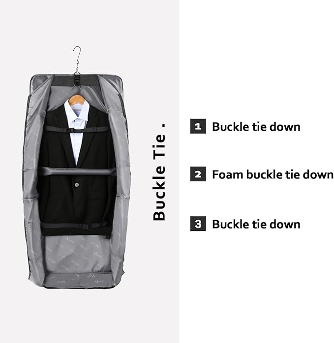 MATEIN Garment Bags for Hanging Clothes, Large Travel Suit Bag with Shoulder Strap for Business Trips, Foldable Luggage for Men Women, Wrinkle-Free Clothing Suitcase for Traveling, Dark Grey
