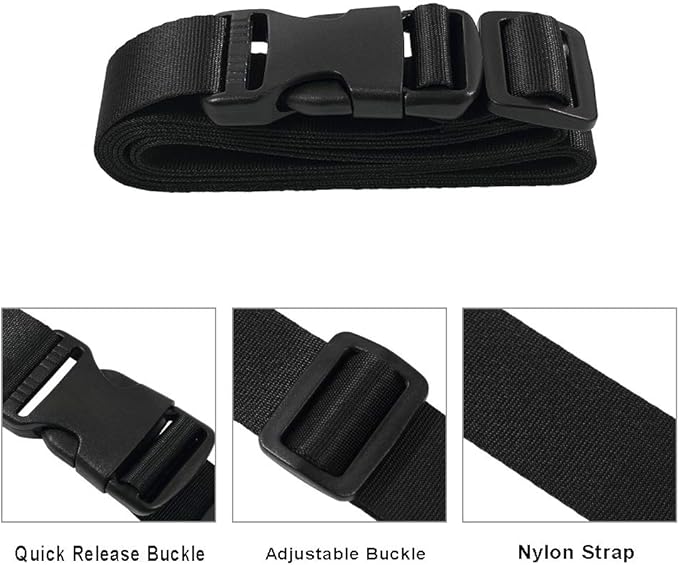 Vigorport Utility Straps Quick Release Nylon Backpack Accessory Bag Strap,Adjustable for Hiking,Travel,Outdoor Sports-4 Pack (Black, 1.25" W-72 L)