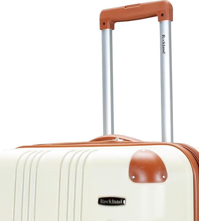 Rockland London Hardside Expandable Spinner Wheel Luggage, White, Checked-Large 28-Inch