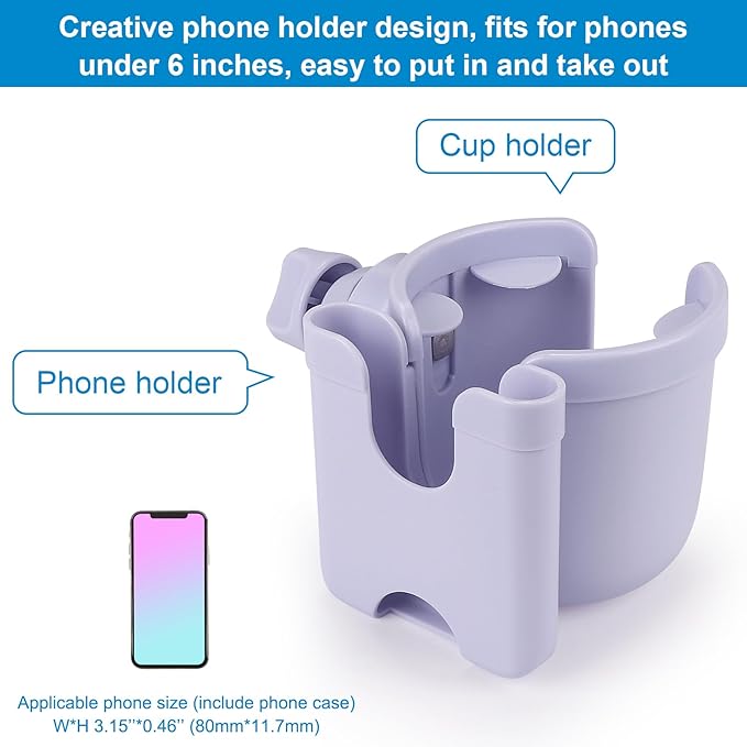 Accmor Stroller Cup Holder with Phone Holder, Bike Cup Holder, Universal Cup Holder for Uppababy Nuna Doona Strollers, 2-in-1 Cup Phone Holder for Stroller Bike Wheelchair Walker Accessory