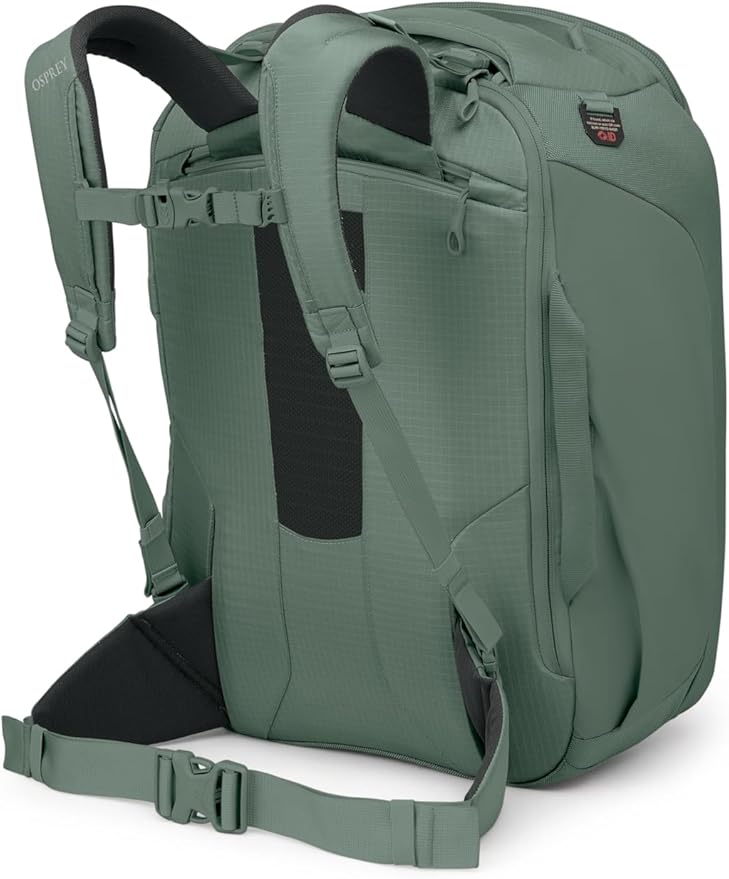 Osprey Sojourn Porter 46L Travel Backpack – Carry-On Compliant Luggage with StraightJacket Compression and Padded Laptop Sleeve – Durable Pack for International or Urban Travel, Koseret Green