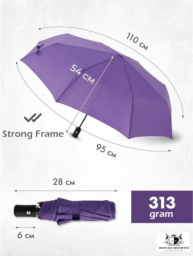Windproof Travel Umbrella - Compact, Light, Full Automatic Open/Close - Folding Backpack Umbrella for Rain & Sun UV Preotection For Men & Women, Unbreakable 8 Fiberglass Ribs UK Design
