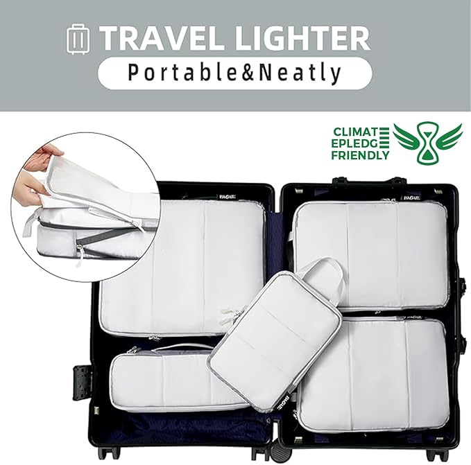 BAGAIL 6 Set Ultralight Compression Packing Cubes Packing Organizer for Travel Accessories Luggage Suitcase Backpack