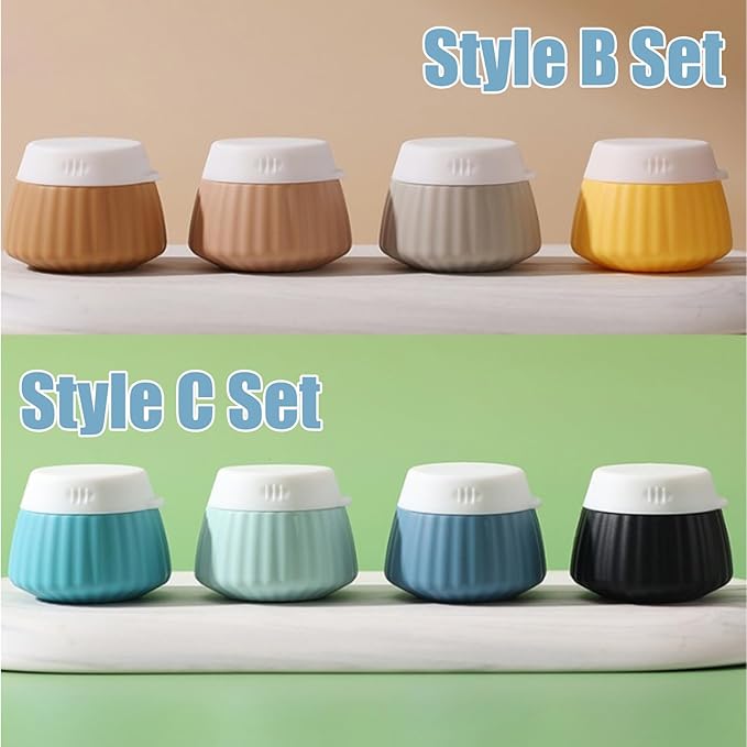 4 Pack Travel Size Silicone Cream Containers, Leak Proof Refillable Toiletry Bottles for Toiletries with 4 Scoops, Labels and Clear Bag, Suitable for Travel Shampoo and Conditioner Bottles (C)