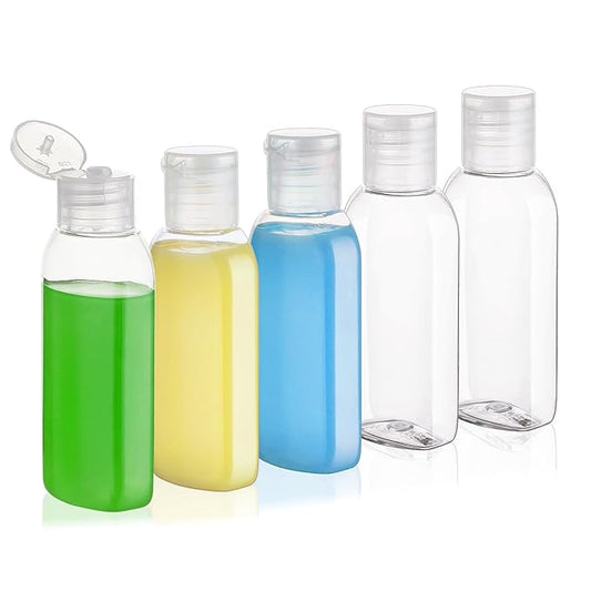 Travel Bottles for Toiletries 5 Pack 2oz TSA Approved Squeezable Travel Size Containers Leak-proof Shampoo and Conditioner Bottles Refillable Plastic Squeeze Bottle(Clear)