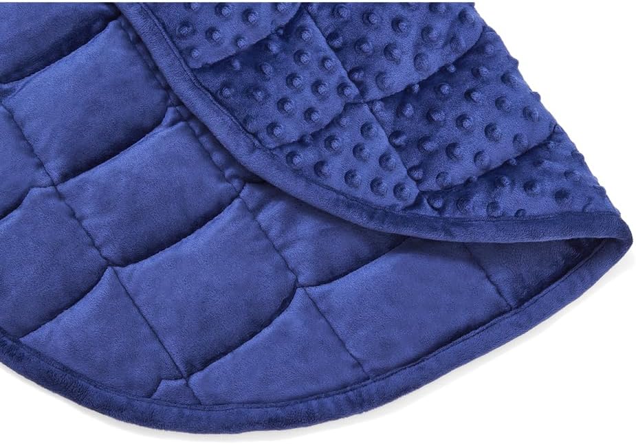TONGDADA Weighted Lap Blanket 7lbs for Adult,Perfect for Relaxation, Lounging, Napping, Sleeping & Travel,Luxury Minky Weighted Body Blanket,Weighted Throw Blanket-Navy Minky Dot, 29" x 24"