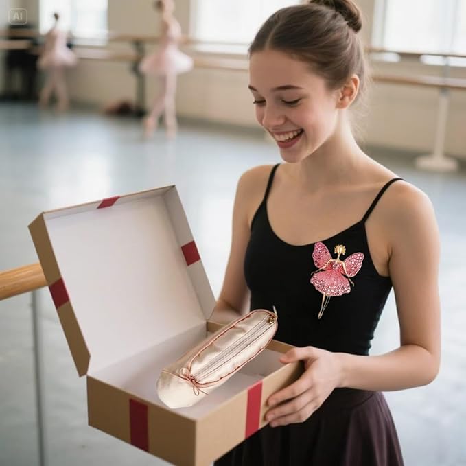 Ballet Dance Shoe Makeup Bag For Little Girls, Ballerina Slipper Makeup Pouch Bag, Ballet Pointe Shoes Gifts (Pink-B1)
