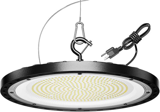 1 Pack 200W UFO LED High Bay Light, 29500lm 5000K Shop Lights for Warehouse, 5' Cable with Plug AC110-277V, Waterproof Commercial Lights for Barn Workshop Garage Factory Warehouse Gym ETL Listed