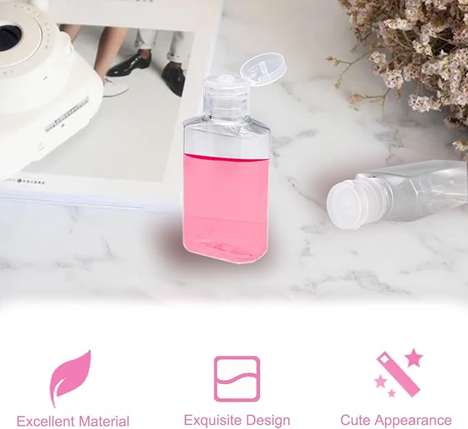 40 Pack 2 Oz Plastic Refillable Bottles with Flip Cap, Travel Size Bottles, Reusable Containers for Business Trip, Outdoor Camping