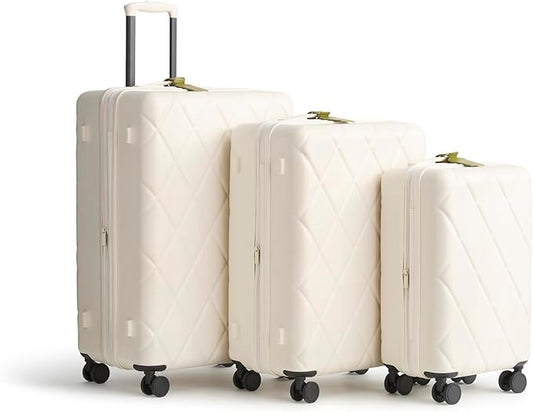 Hardside 3 Piece Luggage Set, Cottage Cream, One Size